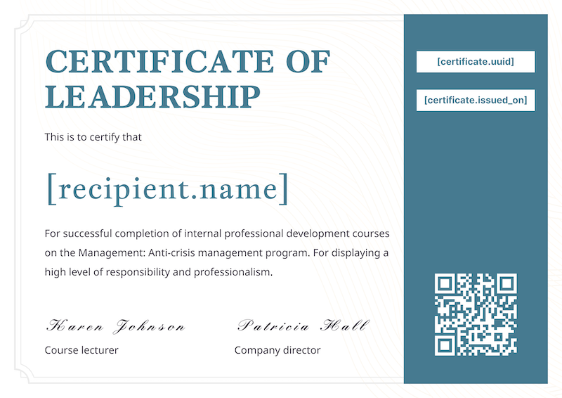 Corporate Leadership Development Certificate - certificate template