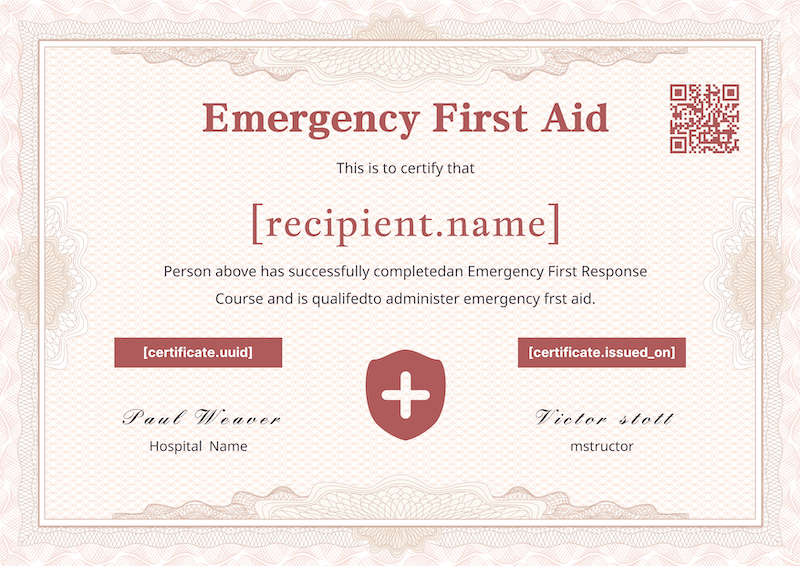 Minimalist certificate with clean layout and subtle rose-colored border