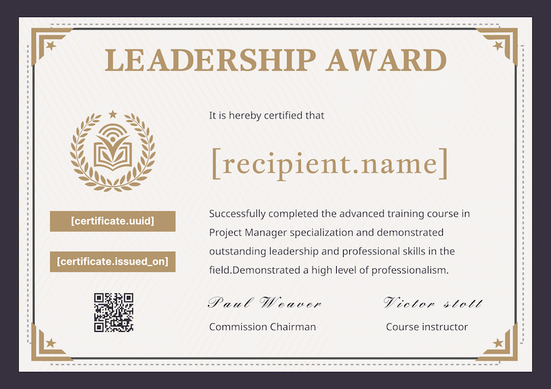 Project Management Leadership Award Certificate - certificate template